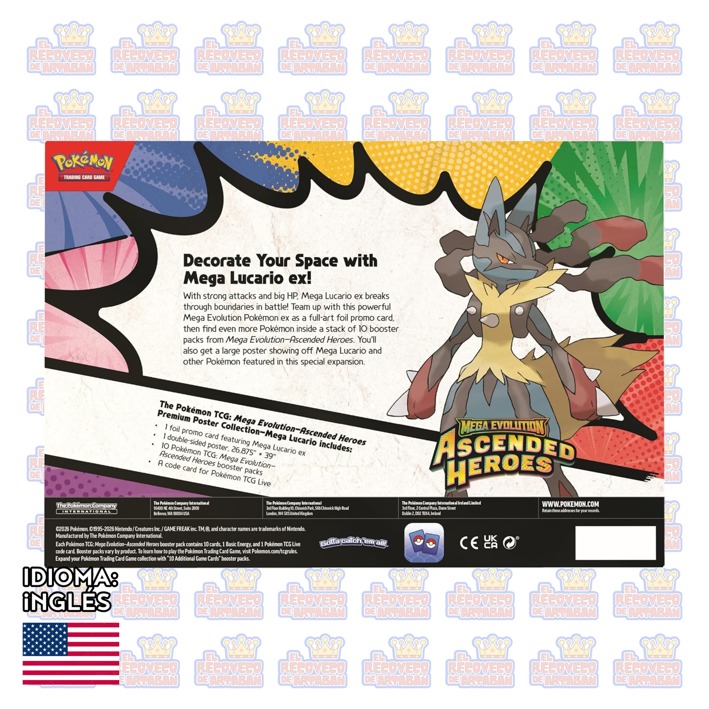 Pokémon TCG: Mega Evolution—Ascended Heroes Premium Poster Collection – Mega Lucario En Inglés