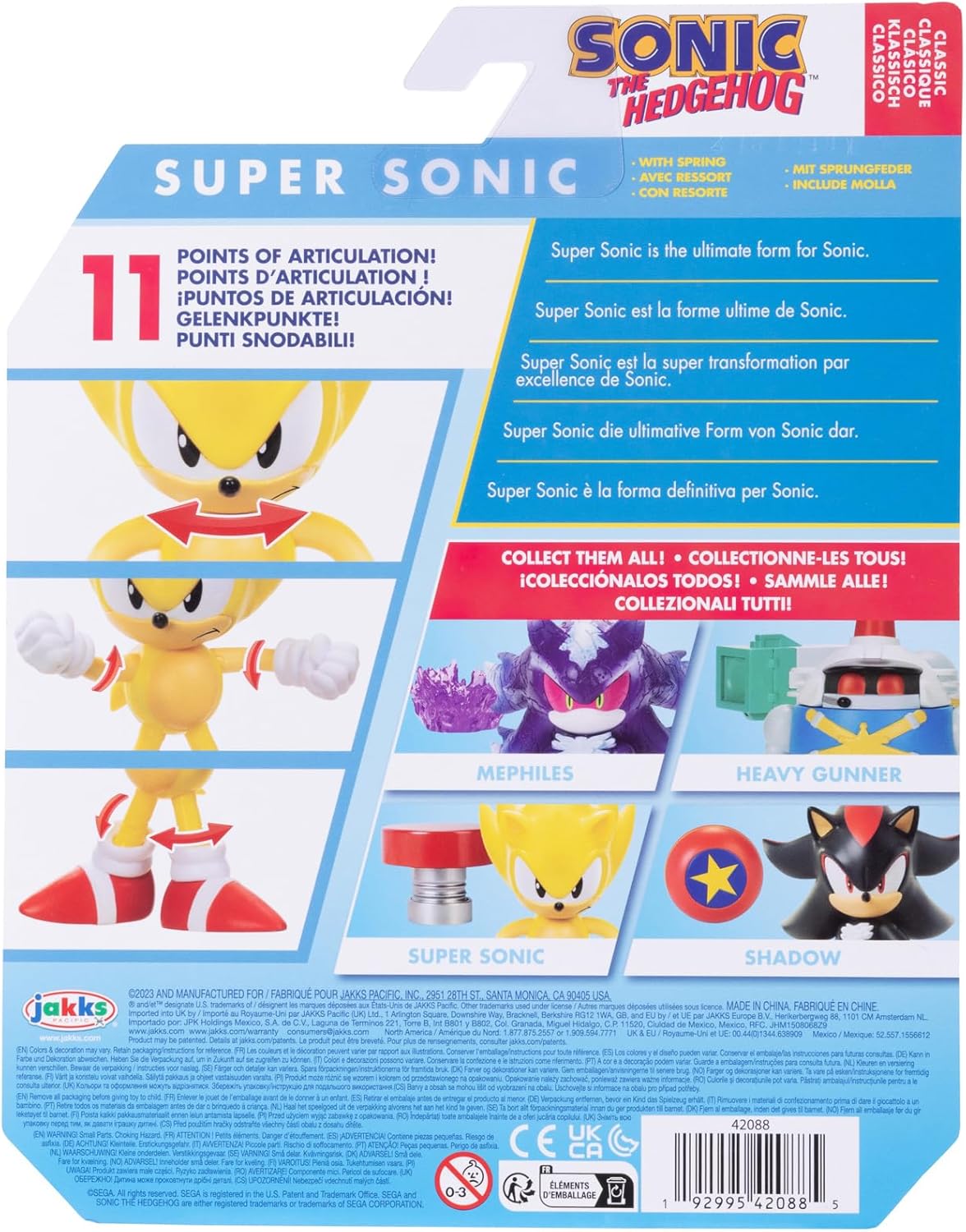 Sonic The Hedgehog – Figura Classic Super Sonic 4″ con Accesorio Red Spring