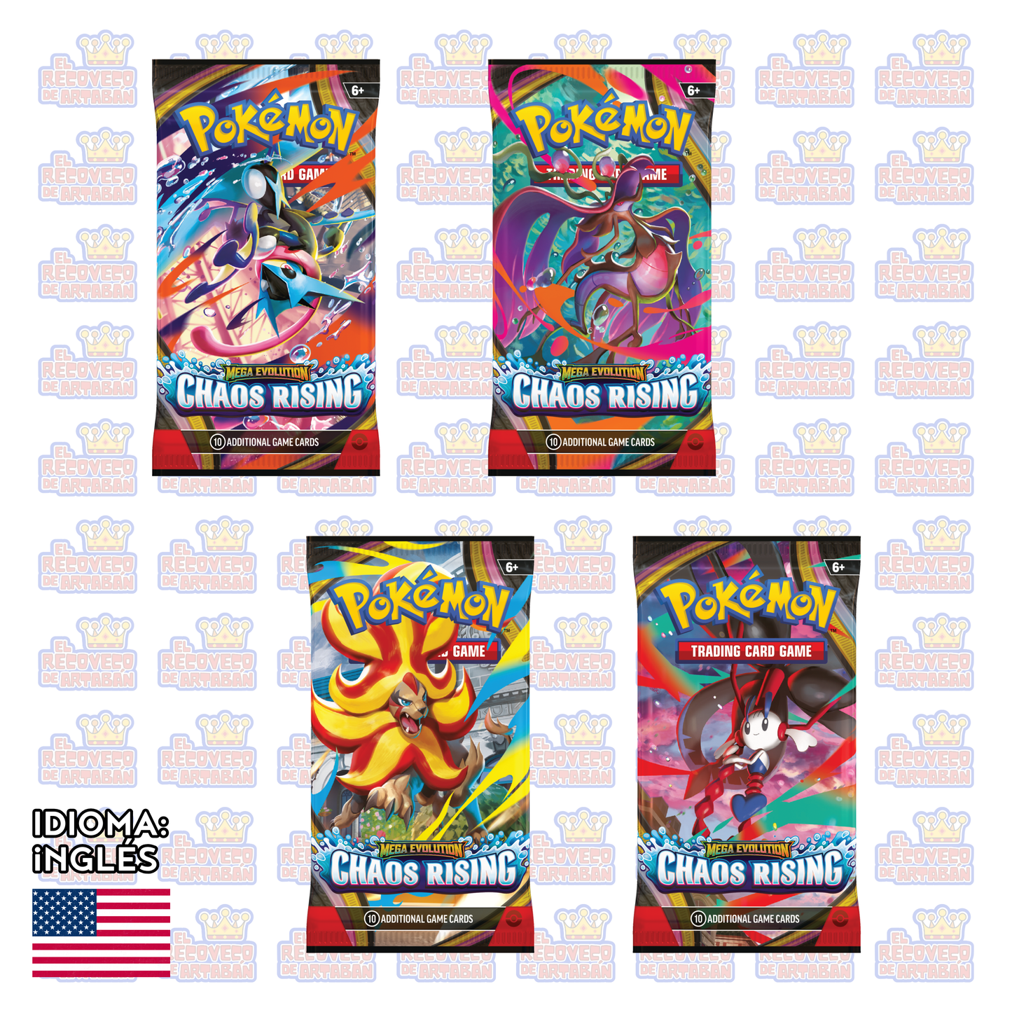 Pokémon TCG: Mega Evolution—Chaos Rising Sobre Suelto (En inglés)
