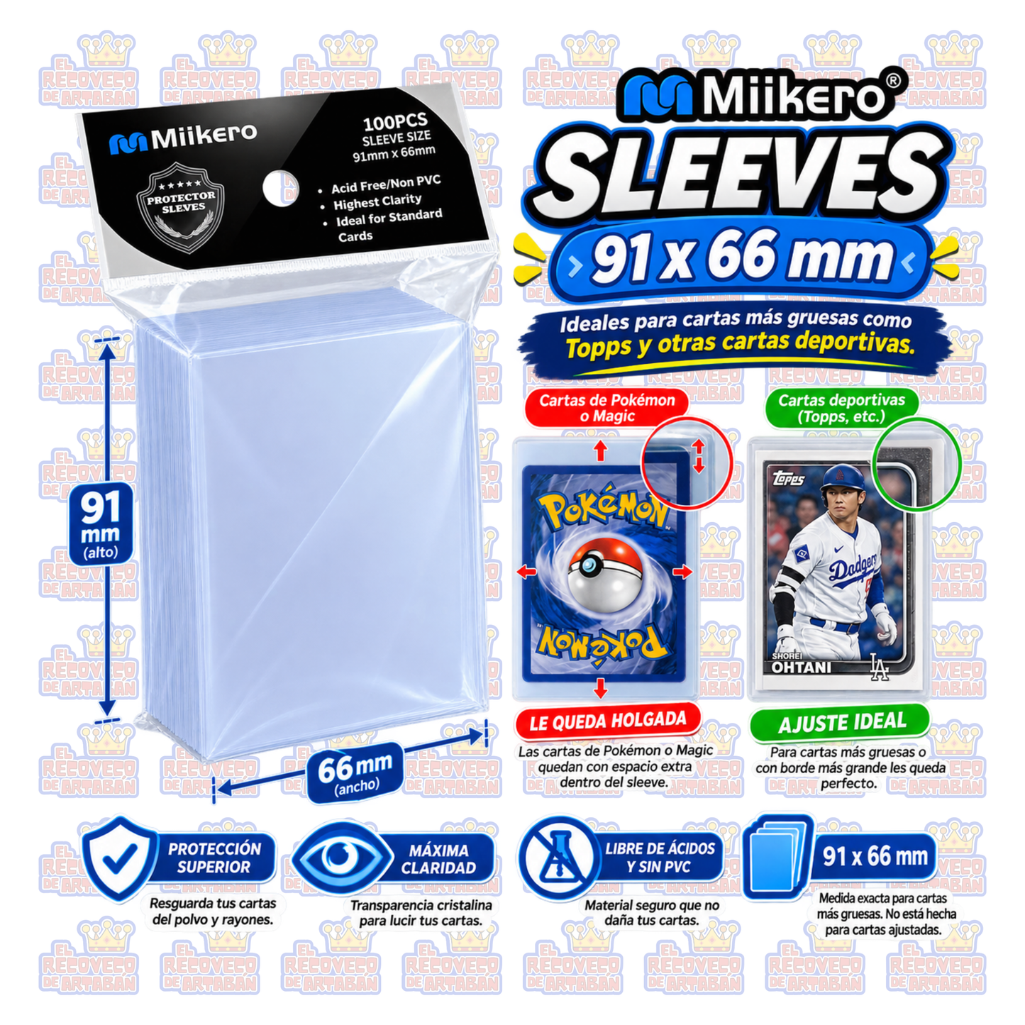 66 × 91 mm Paquete de fundas - Mlikero – 100 Fundas Protectoras Transparentes para Cartas