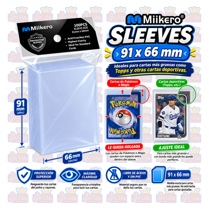 66 × 91 mm Paquete de fundas - Mlikero – 100 Fundas Protectoras Transparentes para Cartas
