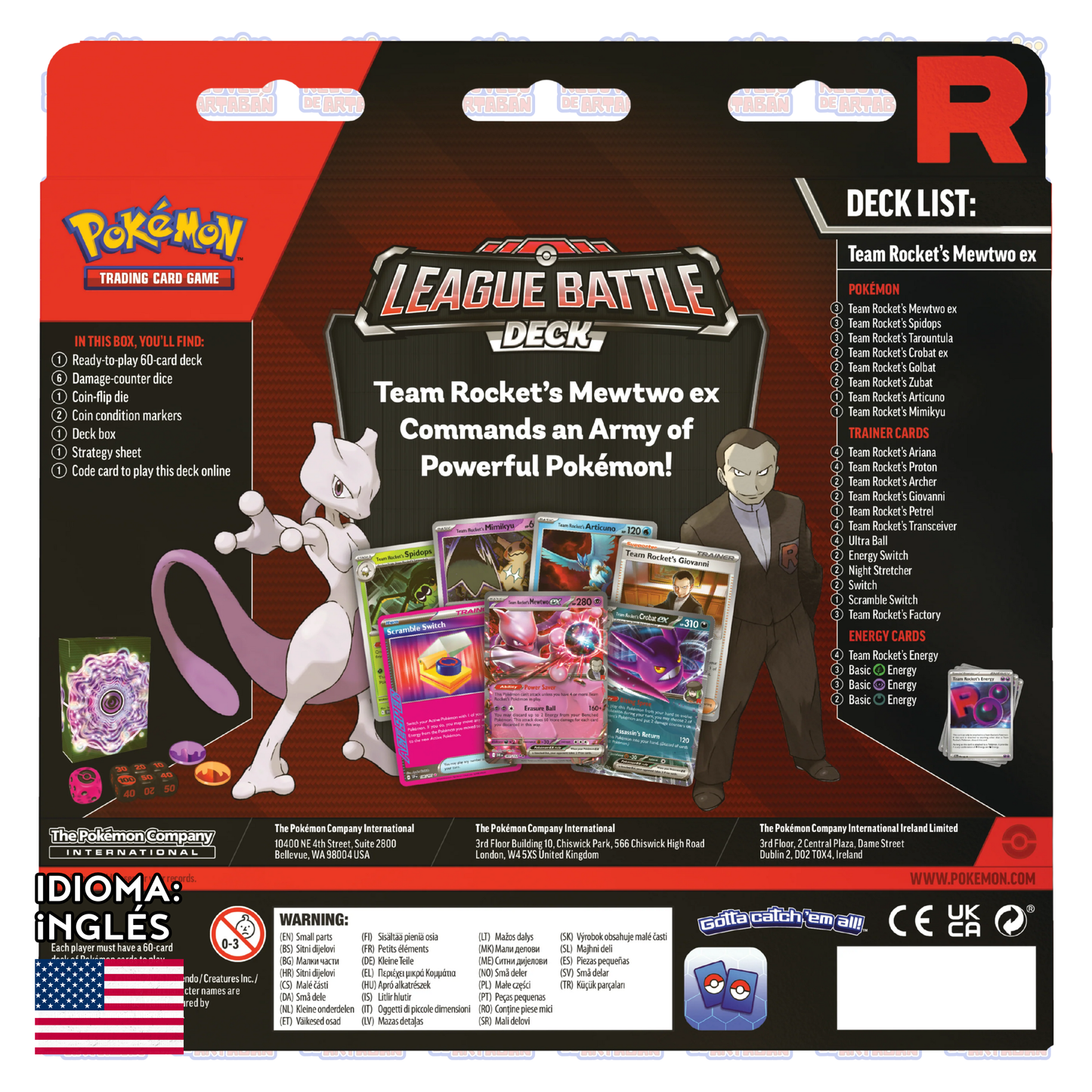 Pokemon TCG: Team Rockets - Mewtwo ex League Battle Deck en Ingles