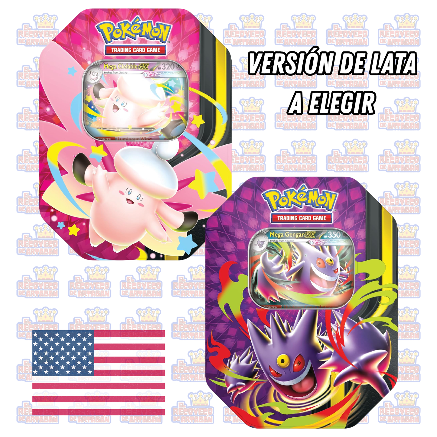Pokémon TCG: Mega Moonlit Tin – Mega Gengar ex / Mega Clefable ex (En Inglés)