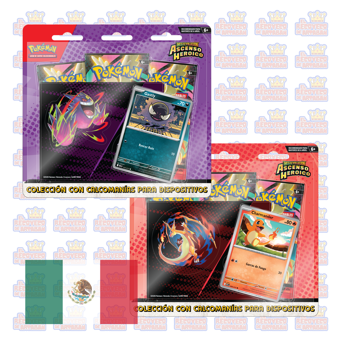 EN ESPAÑOL - Pokémon TCG: Mega Evolución — Acenso Heroico - Colección de pegatinas especiales