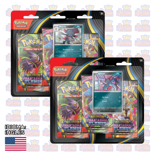 Pokémon TCG: Mega Evoluciones — Phantasmal Flames Three-Booster Blister en Inglés