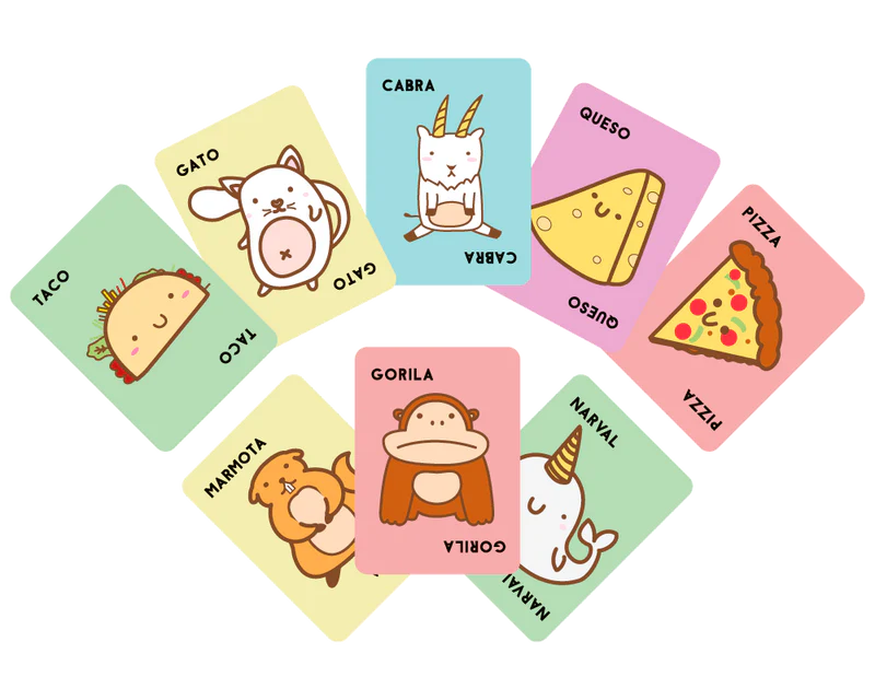 Taco, Gato, Cabra, Queso, Pizza En Español Blue Orange
