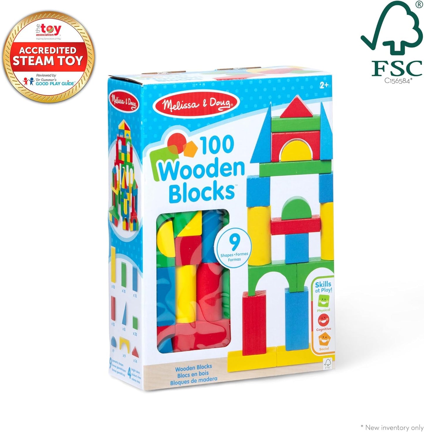 Melissa & Doug – Bloques de Madera (100 piezas) | Certificación FSC®