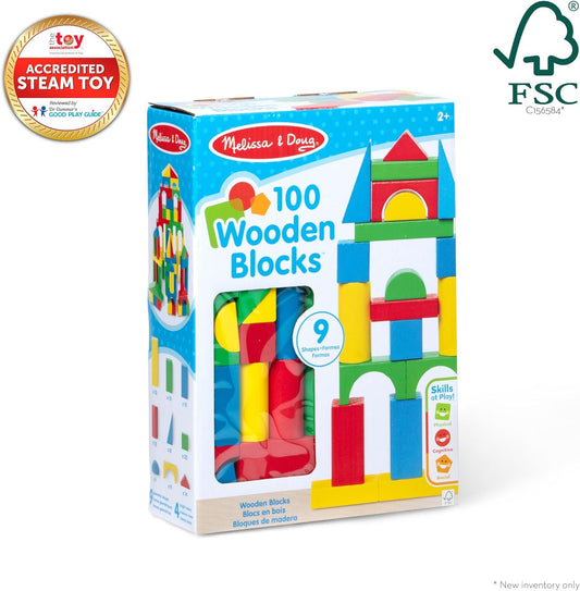 Melissa & Doug – Bloques de Madera (100 piezas) | Certificación FSC®