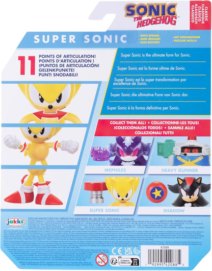 Sonic The Hedgehog – Figura Classic Super Sonic 4″ con Accesorio Red Spring