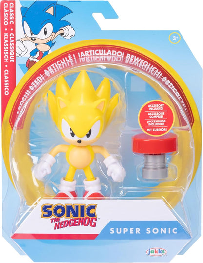 Sonic The Hedgehog – Figura Classic Super Sonic 4″ con Accesorio Red Spring