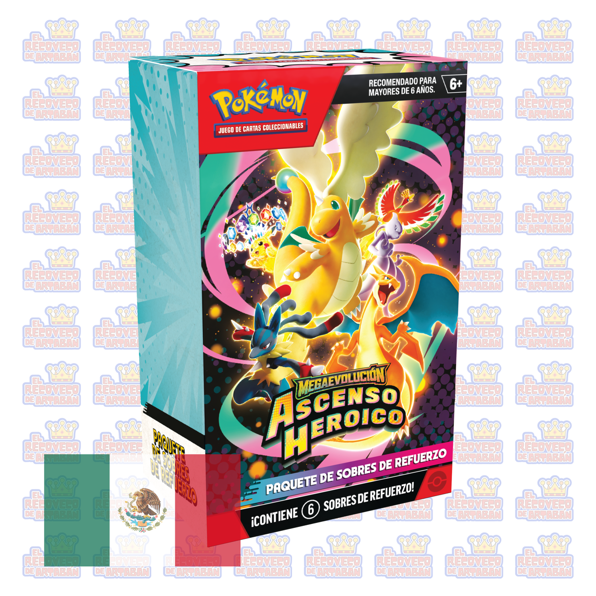 (En Español) Pokémon TCG – Mega Evolución: Ascenso Heroico | Paquete de Sobres de Refuerzo (6 Sobres)