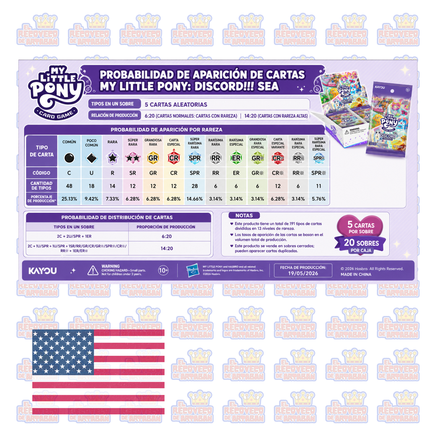 Caja de sobres (20) - KAYOU My Little Pony Trading Card Game – ¡¡¡Discord!!! | En Inglés