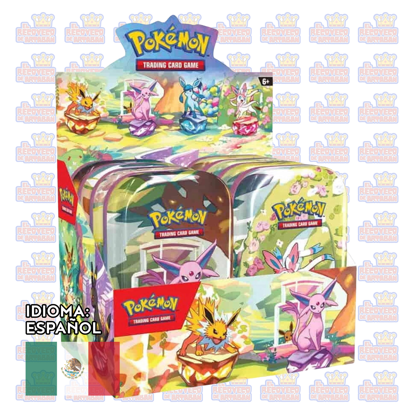 Pokémon TCG: Scarlet & Violet— Evoluciones Prismaticas Mini Tin Display (8 Latas en español)